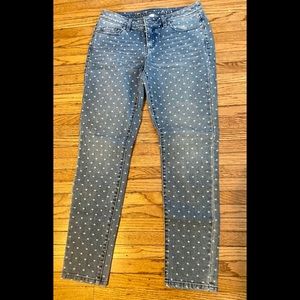 Lauren Conrad skinny jeans. Small heart detail.